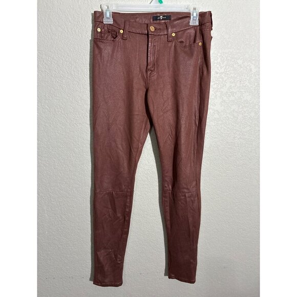 7 For All Mankind  Pants Womens size 27 Metallic Coated Skinny Pants Soft - Picture 1 of 12